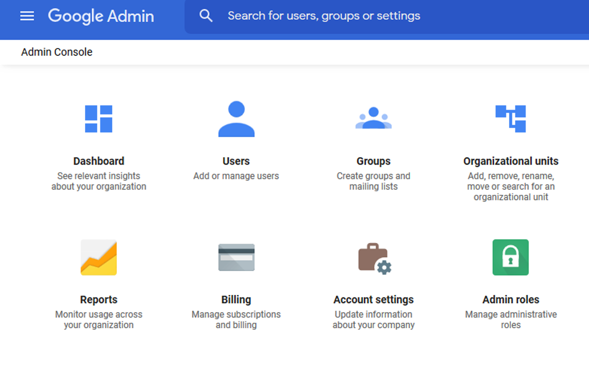 Screenshot of the Google Apps Dashboard