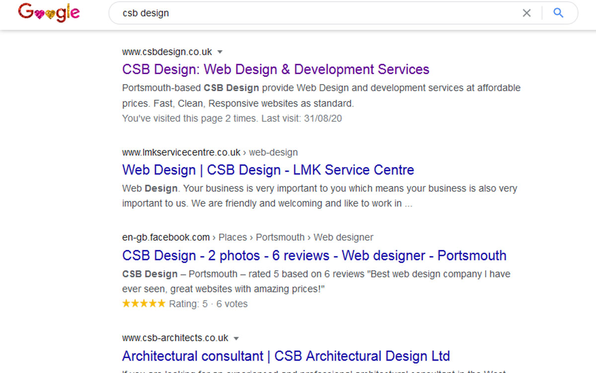 Screenshot of Google's SERP