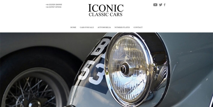 Screenshot of Iconic Classic Cars website homepage
