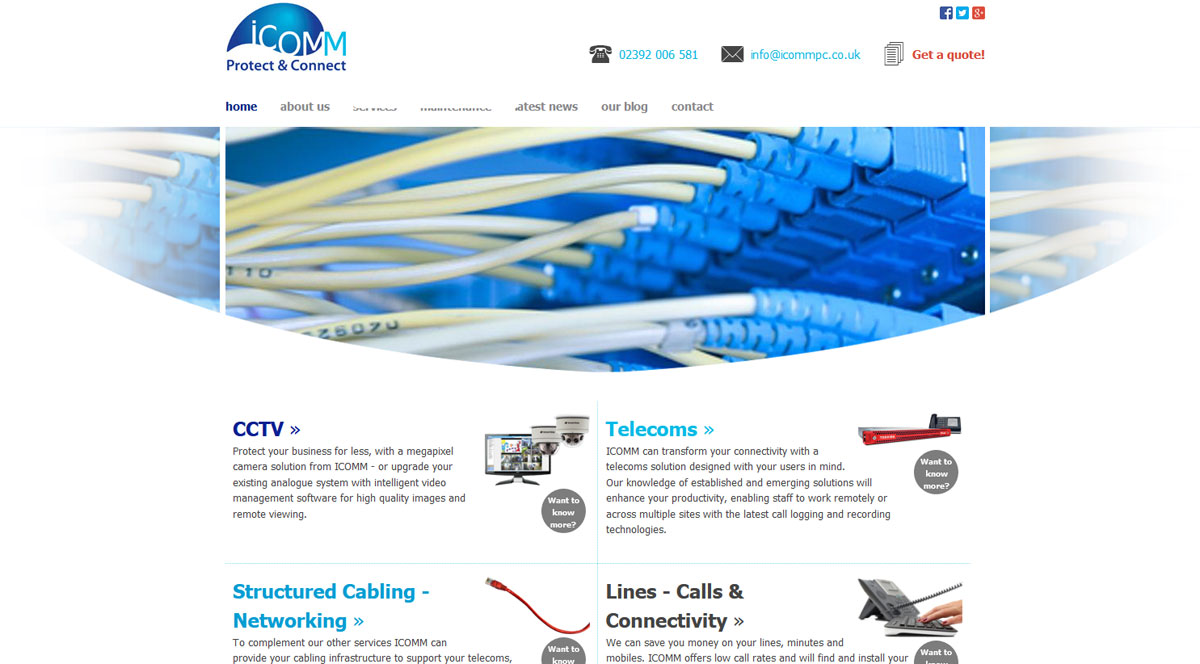 Screenshot of Icomm PC website