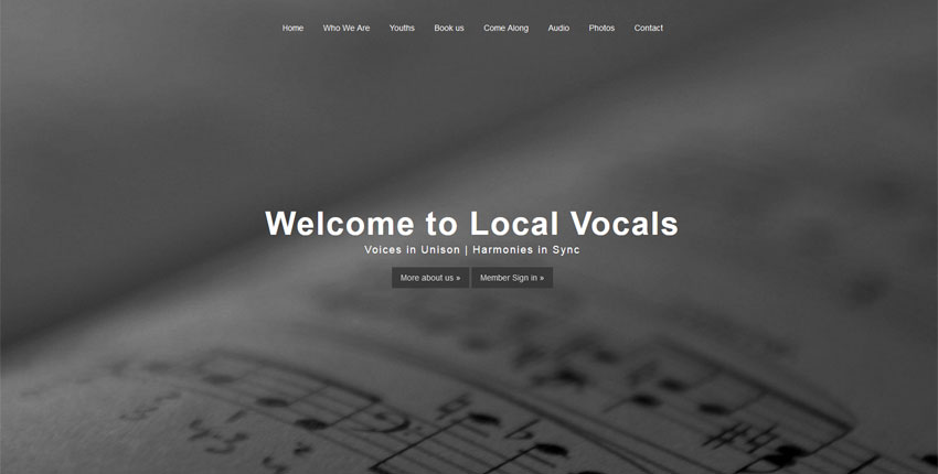 Screenshot of the Local Vocals website