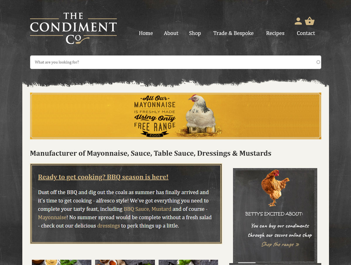 Screenshot of The Condiment Co website