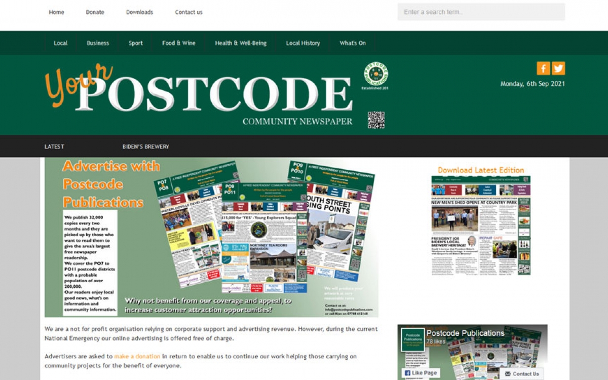 Screenshot of Postcode Publications website