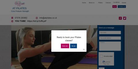 Screenshot of the AT Pilates website homepage