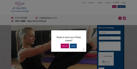 Screenshot of the AT Pilates website homepage