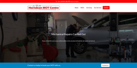 Screenshot of the Horndean MOT Centre website