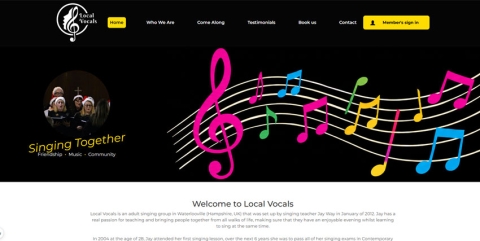 Screenshot of the Local Vocals website