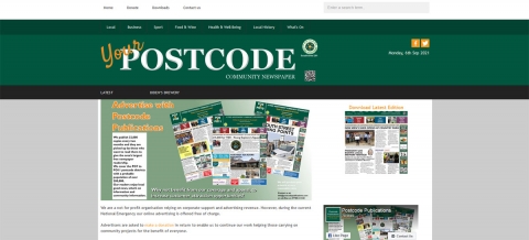Screenshot of Postcode Publications website