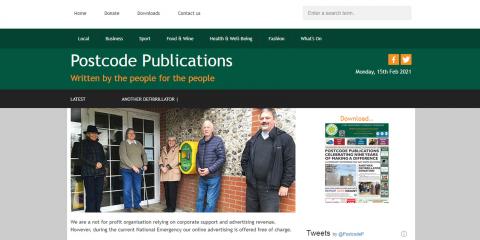 Screenshot of Postcode Publications website